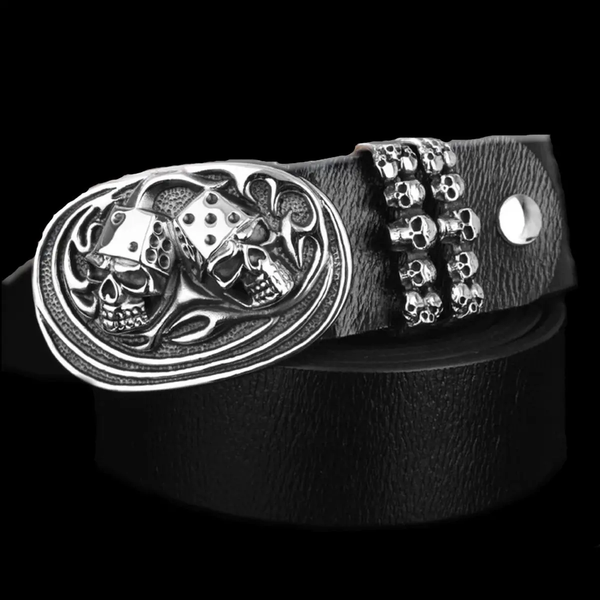 Skull Dice Leather Belt 1