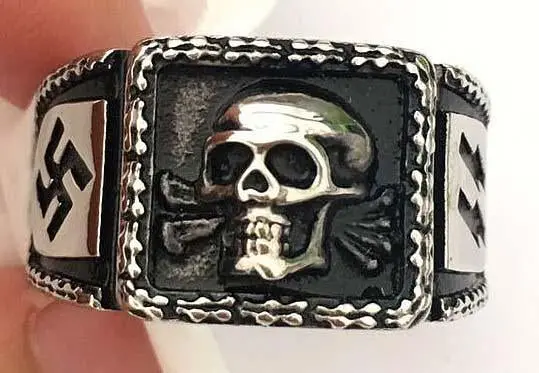 Skull Head Lightning Bolts Stainless Steel Biker Ring 1
