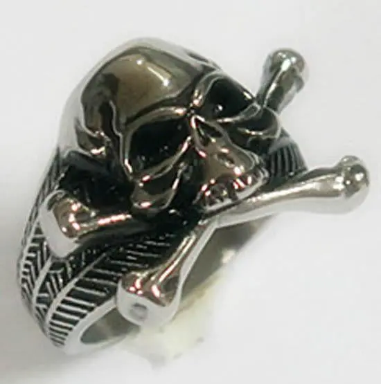 Skull And Cross Bones Stainless Steel Biker Ring 1