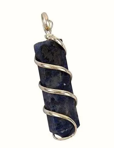 Blue Sodalite Coil Wrapped Point Stone Pendant (Sold By The Piece Or Bag Of 10 ) 1