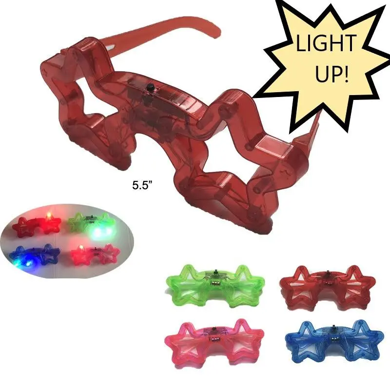 Flashing Light Up Rainbow Led Star Glasses (Sold By The Dozen Or 4 Pack) 1