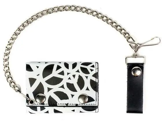 Multiple Peace Signs Trifold Leather Wallets With Chain 1