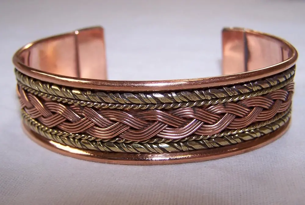 Deluxe Two Tone Copper Bangle Cuff Bracelet 1