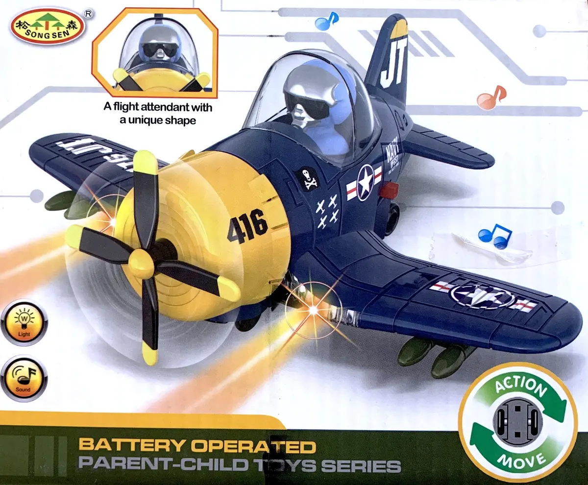 6.5" Bump & Go Pilot Aviator Jet With Lights And Sound(Sold By The Piece) 1