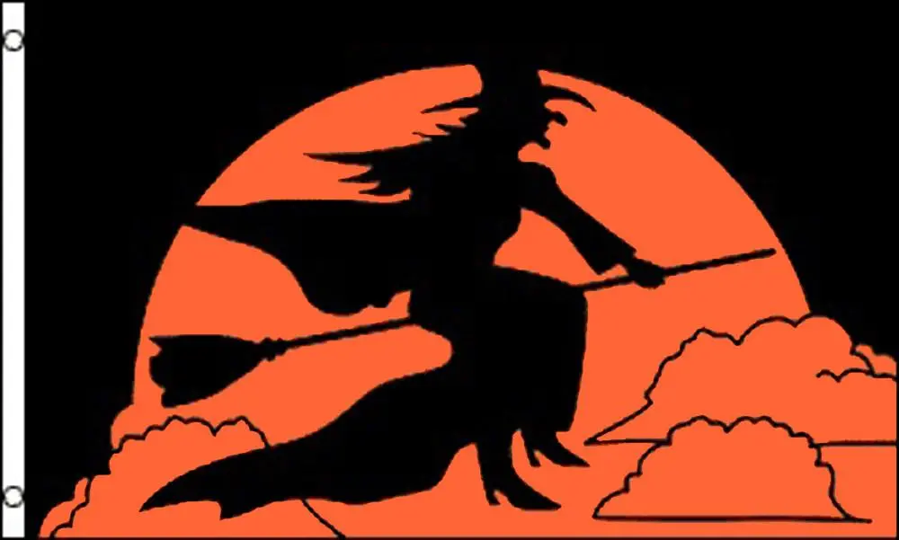 Flying Halloween Witch (3Ft X 5Ft) Flag 1