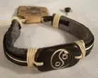 Carved Bone Leather Yin Yang Bracelet 1