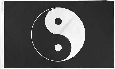 Black Background Yin Yang Circle (3Ft X 5Ft) Flag 1