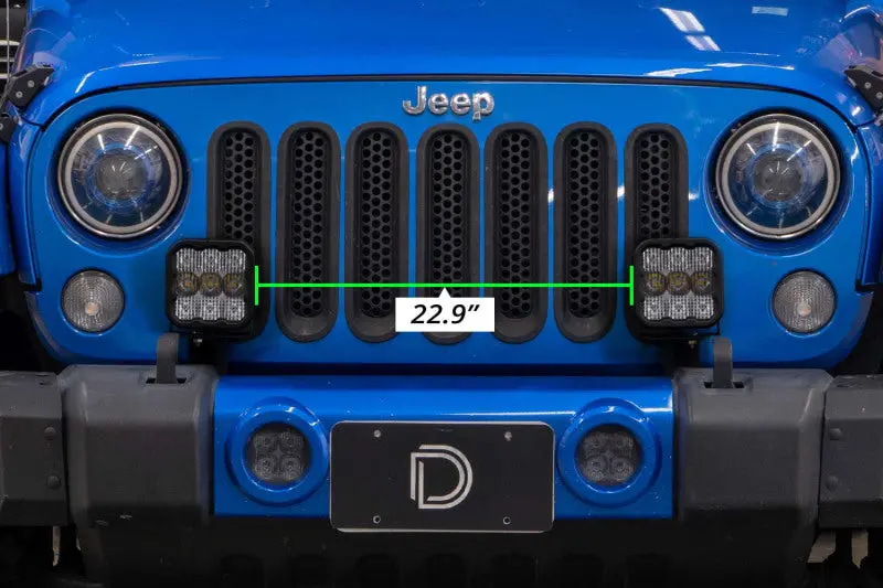Diode Dynamics 07-18 Jeep Jk Wrangler Ss5 Bumper Led Pod Light Kit - Yellow Pro Driving 2