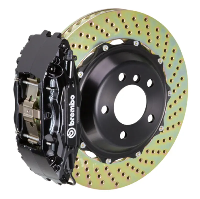 Brembo 99-01 Skyline Gtr Front Gt Bbk 4 Piston Cast 2Pc 355X32 2Pc Rotor Drilled-Black 1