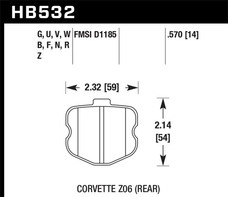 Hawk 10-12 Chevy Corvette Grand Sport / 06-12 Corvette Z06 Rear Dtc-70 Race Brake Pads 1
