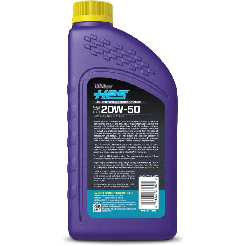 Royal Purple Hps 20W-50 Synthetic High-Performance Street Motor Oil – 1 Quart 1