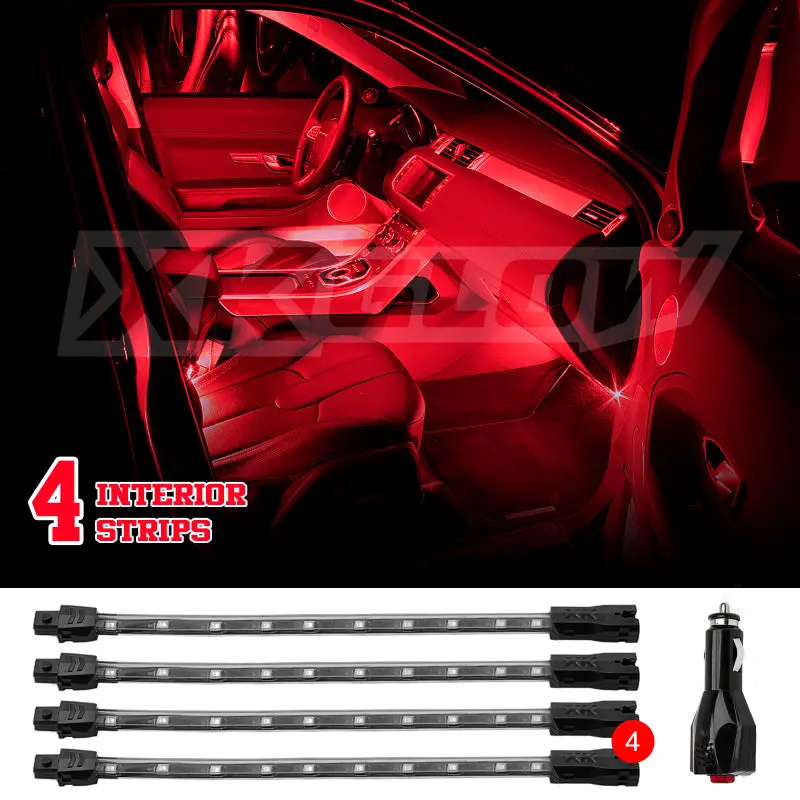 Xk Glow Red Underglow Led Accent Light Kit — 4×8 Inch Single-Color Strip 1