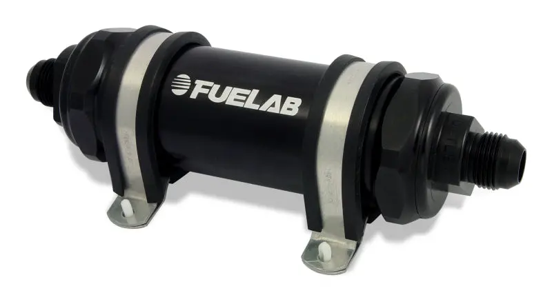Fuelab 828 Inline Fuel Filter – -10An In/Out, 40 Micron Stainless Steel Element (Black Finish) 1