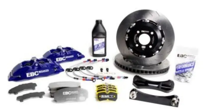 Ebc Racing Big Brake Kit For 2012–2020 Fiat 500 Abarth 1.4L Turbo — Blue Apollo-4 Calipers & 330Mm Rotors 1