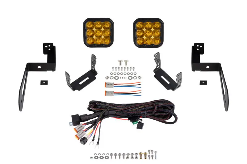 Diode Dynamics 07-18 Jeep Jk Wrangler Ss5 Bumper Led Pod Light Kit - Yellow Pro Driving 1