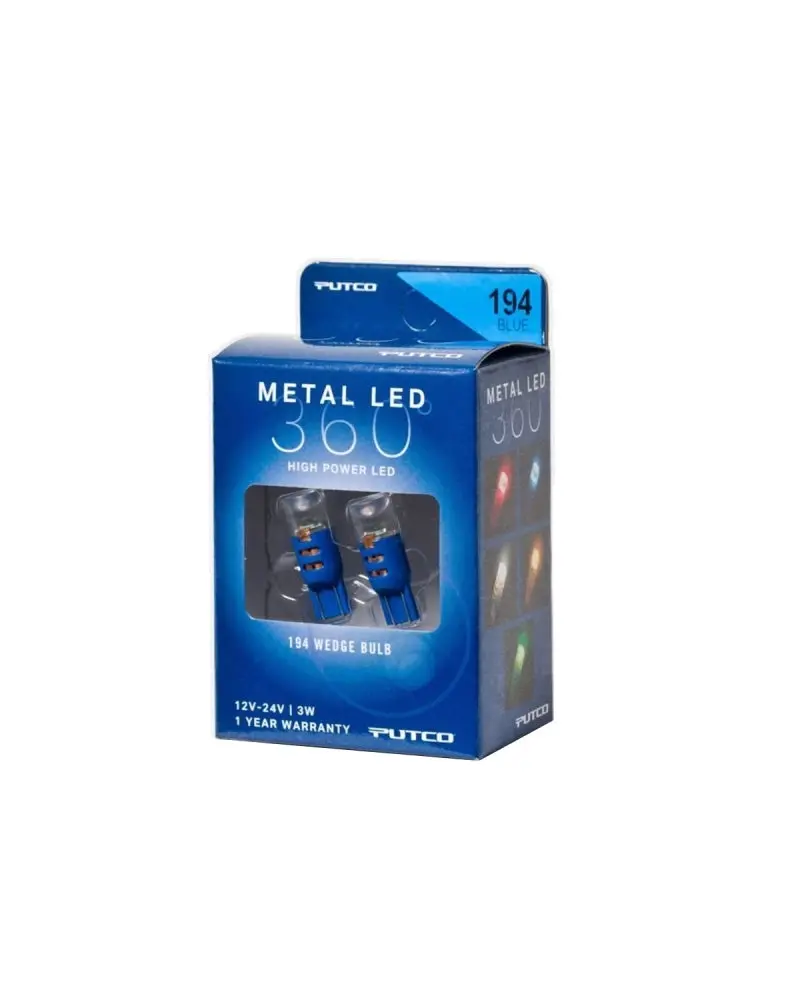 Putco 194 Led Bulb – 360° Beam Angle, Blue Metal Housing, High-Output Illumination 1