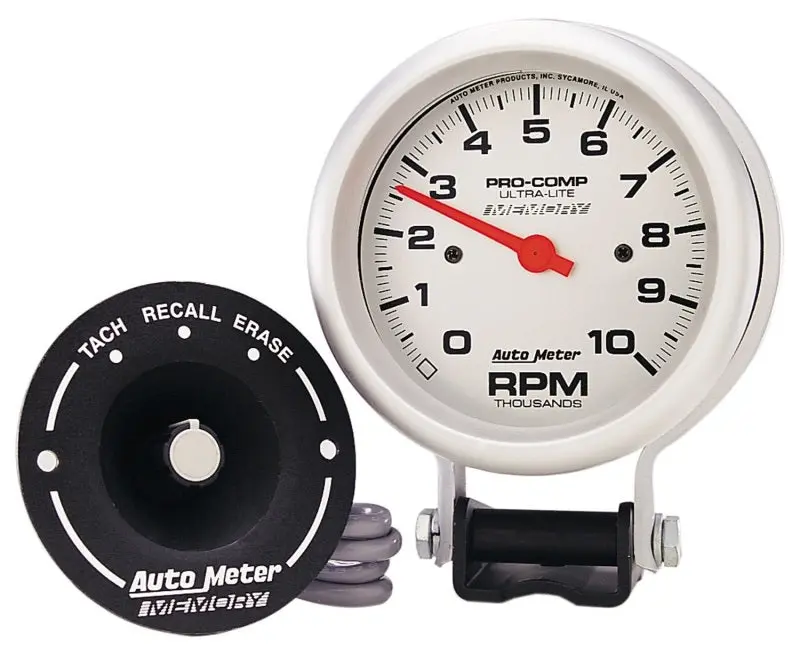 Autometer 3.75-Inch Ultra-Lite Tachometer With Peak Memory And Pedestal Mount (10,000 Rpm) 1